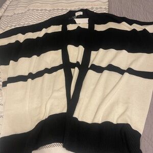 New Short Sleeve Open front Striped Cardigan